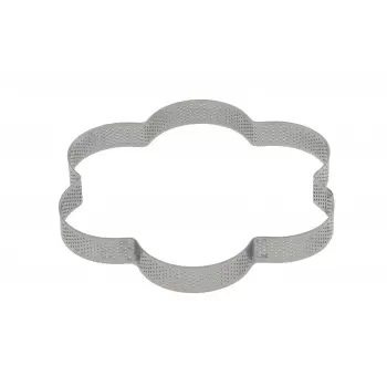 Pastry Chef's Boutique 06625 Stainless Steel Perforated Flower Circle Tart Ring - 5 Parts - Ø 20 x 2.5 cm Other Shaped Rings