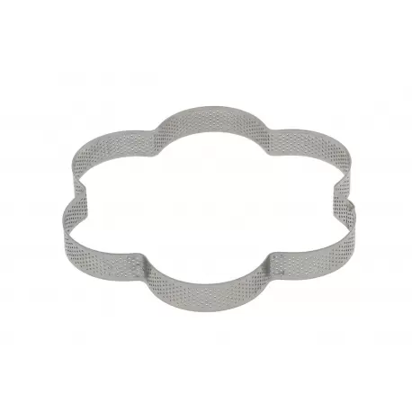 Pastry Chef's Boutique 06626 Stainless Steel Perforated Flower Circle Tart Ring - 6 Parts - Ø 24 x 2.5 cm Other Shaped Rings