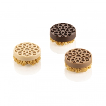 Silikomart 36.378.00.0060  Silikomart Professional SF378 Mauresque Round Silicone Mold - 16 x 40 mm - 19 mL - 15 Cavity Silik...