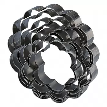 Martellato 12H5X18 Polished Steel 8 Petal Flower Cake Ring - 175 x 175 x 50 mm Shaped Cake Rings