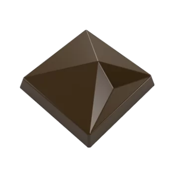 Pastry Chef's Boutique PCB99 Polycarbonate Square Shaped Geometric Pyramid Indent Chocolate Mold - 32x32x11mm - 7gr - 3x7 Cav...