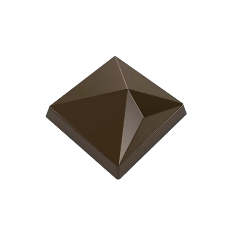 Pastry Chef's Boutique PCB99 Polycarbonate Square Shaped Geometric Pyramid Indent Chocolate Mold - 32x32x11mm - 7gr - 3x7 Cav...