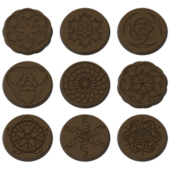 Pastry Chef's Boutique PCB109 Polycarbonate Round Disc Multi Design Caraques Chocolate Mold - 44x4mm - 6gr - 2x5 Cavity - 275...
