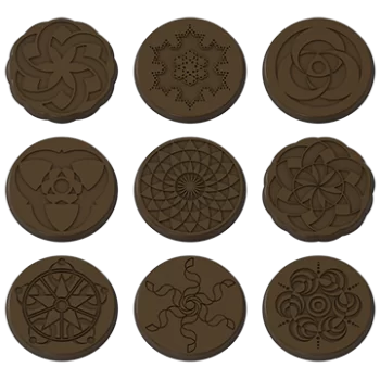 Pastry Chef's Boutique PCB109 Polycarbonate Round Disc Multi Design Caraques Chocolate Mold - 44x4mm - 6gr - 2x5 Cavity - 275...