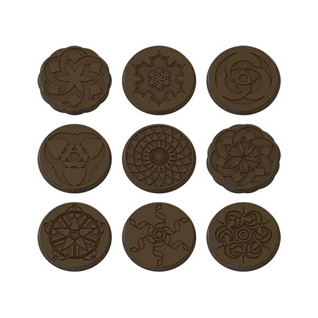 Pastry Chef's Boutique PCB109 Polycarbonate Round Disc Multi Design Caraques Chocolate Mold - 44x4mm - 6gr - 2x5 Cavity - 275...