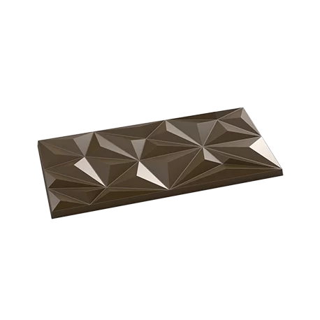 Pastry Chef's Boutique PCB504 Polycarbonate Geometric Pyramid Indent Tablet Bar Mold - 156x75x8mm - 82gr - 1x3 Cavity - 275x1...
