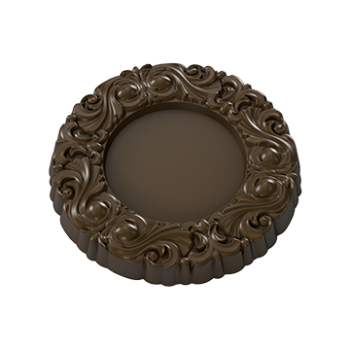 Pastry Chef's Boutique PCB787 Polycarbonate Round Venetian Royal Mirror Picture Frame Praline Chocolate Mold - 63x8mm - 19gr ...