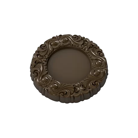 Pastry Chef's Boutique PCB787 Polycarbonate Round Venetian Royal Mirror Picture Frame Praline Chocolate Mold - 63x8mm - 19gr ...