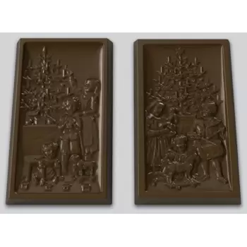 Pastry Chef's Boutique PCBAR195-116 Polycarbonate Christmas Holiday Scene Tablet Bar Chocolate Mold - 2 Designs - 165x95x12mm...