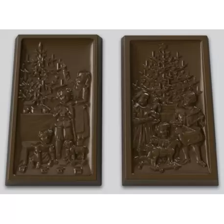 Pastry Chef's Boutique PCBAR195-116 Polycarbonate Christmas Holiday Scene Tablet Bar Chocolate Mold - 2 Designs - 165x95x12mm...