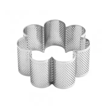 Pavoni XF51 Microperforated Stainless Steel Flower Viennoiserie Deep Tart Ring by Johan Martin - 100 x 45 mm Bread Ring