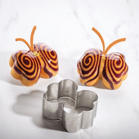 Pavoni XF55 Microperforated Stainless Steel Papillon Butterfly Viennoiserie Tart Ring by Johan Martin - 109 x 82 x 45 mm Othe...