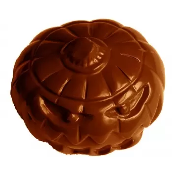 Chocolate World CW1496 Polycarbonate Mini Halloween 3D Pumpkin Chocolate Mold - 35 x 27 x 17 mm - 8.5gr - 3x8 Cavity - 275x13...