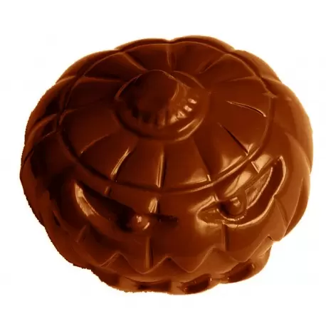 Chocolate World CW1496 Polycarbonate Mini Halloween 3D Pumpkin Chocolate Mold - 35 x 27 x 17 mm - 8.5gr - 3x8 Cavity - 275x13...