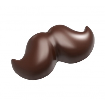 Chocolate World CW12066 Polycarbonate Chocolate Mold - Mustache - 48x22.5x18.5mm - 12.5gr - 3x7 Cavity - 275x135x24mm Modern ...