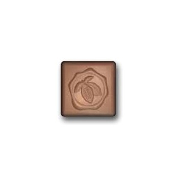 Cabrellon 17667 Polycarbonate Square Bonbon with Cacao Bean Stamp Design Chocolate Mold - 30 mm x 30 mm x 12 mm H - 4 x 7 cav...