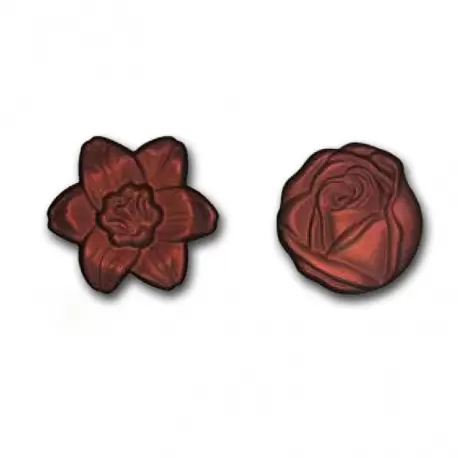 Cabrellon 2068 Polycarbonate Lilly and Rose Flower Caraque Chocolate Mold - 45 x 5 mm - 5gr - 2x5 Cavity - 275 x 135 mm Easte...