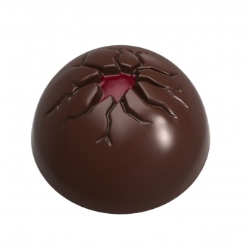 Chocolate World CW1732 Polycarbonate Half Sphere with Crack Eyeball Chocolate Mold - 31 x 31 x 18 mm - 3 x 7 Cavity - 10 gr -...