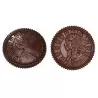Chocolate World CW1895 Polycarbonate Venus and Diana Round Coin Caraque Chocolate Mold - 43 x 43 x 5.5 mm - 2x5 Cavity - 7.5 ...