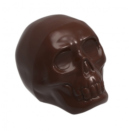 Chocolate World HM024 Magnetic Polycarbonate Chocolate Large Skull Mold - 103 mm x 150 mm x 106.5 mm H - 1 x 1 cavity Themed ...