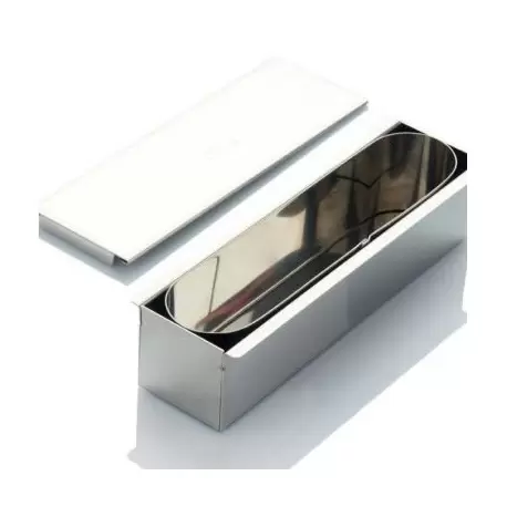 Professional Stainless Steel Rectangle & Oval Travel Cake Mold by Frank Haasnoot - Full Mold 255 mm x 84 mm H x 62 mm