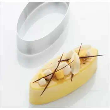 Martellato 46H4X18 Professional Stainless Steel Ellipse Entremet Pastry Ring by Frank Haasnoot - 67 mm x 182 mm h 40 mm - 360...