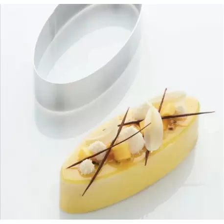 Martellato 46H4X18 Professional Stainless Steel Ellipse Entremet Pastry Ring by Frank Haasnoot - 67 mm x 182 mm h 40 mm - 360...