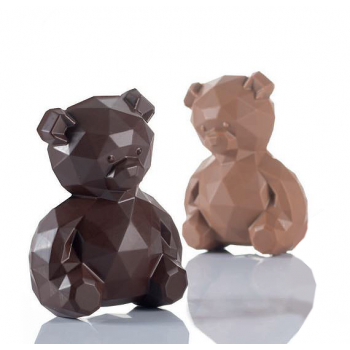 Martellato MA3014 Professional Polycarbonate Geometric Teddy Bear Chocolate Mold - 97 mm x 64 mm h x 130 mm - 110 gr - 2 cavi...