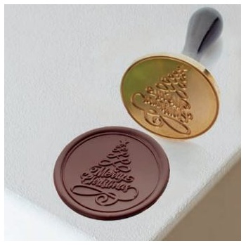 Martellato 20FH35L Martellato Merry Christmas Chocolate Decoration Stamp Tool by Frank Haasnoot - 6cm Chocolate Decoration Molds