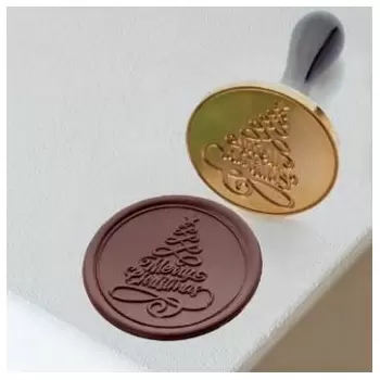 Martellato 20FH35L Martellato Merry Christmas Chocolate Decoration Stamp Tool by Frank Haasnoot - 6cm Chocolate Stamps