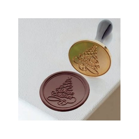 Martellato 20FH35L Martellato Merry Christmas Chocolate Decoration Stamp Tool by Frank Haasnoot - 6cm Chocolate Decoration Molds