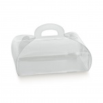 Clear Rounded Pastry Box with Handle - 185 mm x 120 mm x 80 mm - Pack of 25