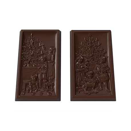 Pastry Chef's Boutique PCBAR195-116 Polycarbonate Christmas Holiday Scene Tablet Bar Chocolate Mold - 2 Designs - 165x95x12mm...