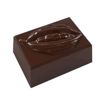 Pastry Chef's Boutique PCB66 Polycarbonate Embossed Cocoa Bean Praline Chocolate Mold - 35x25x17mm - 13gr - 3x8 Cavity - 275x...