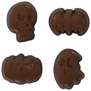 Pastry Chef's Boutique PCB733 Polycarbonate Halloween Variety Figure Chocolate Mold - 35x25x15mm - 10gr - 4x8 Cavity - 275x17...
