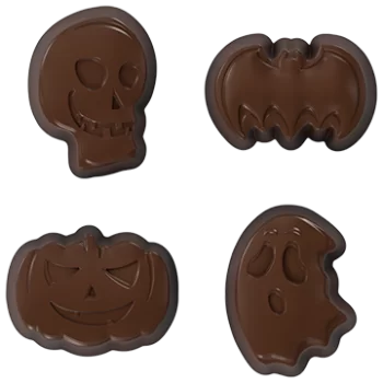 Pastry Chef's Boutique PCB733 Polycarbonate Halloween Variety Figure Chocolate Mold - 35x25x15mm - 10gr - 4x8 Cavity - 275x17...