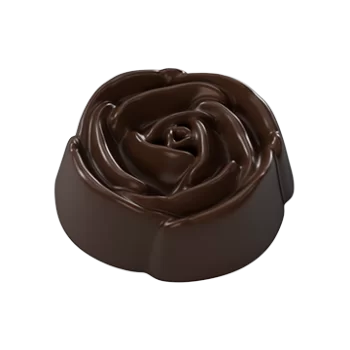 Pastry Chef's Boutique PCB763 Polycarbonate Rose Flower Shaped Praline Chocolate Mold - 37x12mm - 10gr - 4x6 Cavity - 275x175...