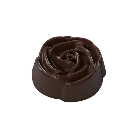 Pastry Chef's Boutique PCB763 Polycarbonate Rose Flower Shaped Praline Chocolate Mold - 37x12mm - 10gr - 4x6 Cavity - 275x175...