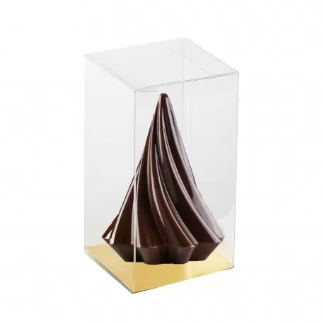 Pastry Chef's Boutique SFB180.25 Large Clear Plastic Chocolate Tree, Egg Box Packaging with Gold Base - Pack of 25 - 180 x 18...