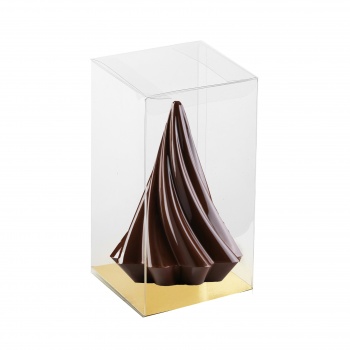 Pastry Chef's Boutique SFB150.25 Large Clear Plastic Chocolate Tree, Egg Box Packaging with Gold Base - Pack of 25 - 150 x 15...