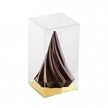 Pastry Chef's Boutique SFB150.25 Large Clear Plastic Chocolate Tree, Egg Box Packaging with Gold Base - Pack of 25 - 150 x 15...