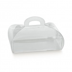 Clear Rounded Pastry Box with Handle and Cardboard Inserts - 185 mm x 60 mm x 80 mm - Pack of 25