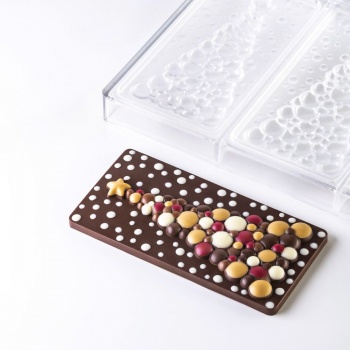 Pavoni Polycarbonate Christmas Tree Chocolate Bar Mold Bubble Tree by Fabrizio Fiorani - 275 mm x 175 mm - 100g - 3 indents