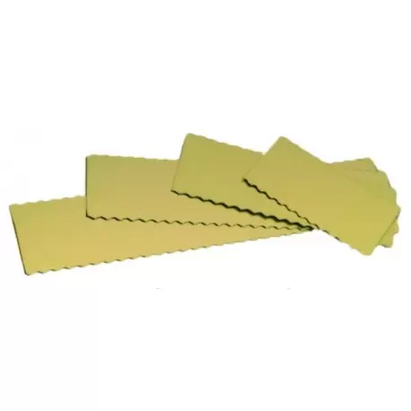 Pastry Chef's Boutique 15831 Gold Wavy Rectangular Log Cake Boards - 24.5cm x 10cm - Pack of 50 Cake Boards