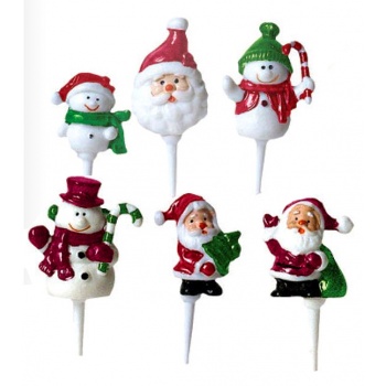 Pastry Chef's Boutique 70275 Buche Log Cake Decoration - Christmas Assortment of Snowmen and Santa on a stick - 4.5cm - 72pcs...