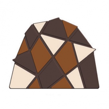 Yule Log End Decoration Plastic Mold  - Geometric Triangle Half Dome - 95mm x 75mm x4mm - 2 plates with 6 cavities each