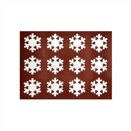 Pastry Chef's Boutique COP08012 Silicone Chocolate Decorations Chablons Mat - Snowflakes - Large - 80 mm - 12 indents Chocola...