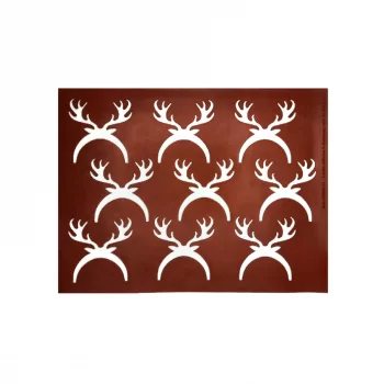 Pastry Chef's Boutique DIR09009 Silicone Chocolate Decorations Chablons Mat - Antlers - 9 x 9.2cm - 9 indents Chocolate Chabl...