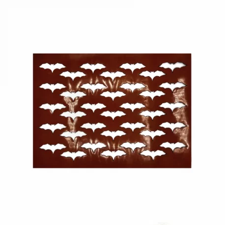 Pastry Chef's Boutique MUR07028 Silicone Chocolate Decorations Chablons Mat - Bats - 70 x 27 mm - 28 indents Chocolate Chablo...