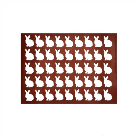 Pastry Chef's Boutique CON03045 Silicone Chocolate Decorations Chablons Mat - Bunny Rabbit - Small - 30 mm - 45 indents Choco...